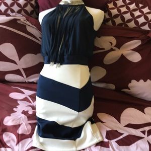 SOLD Xoxo navy & cream dress